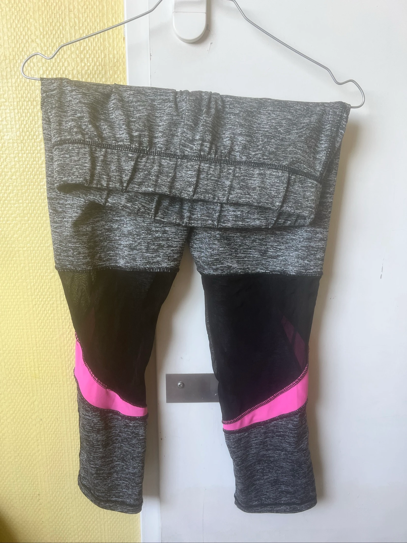 Legging de sport Gris chiné et Mesh noir